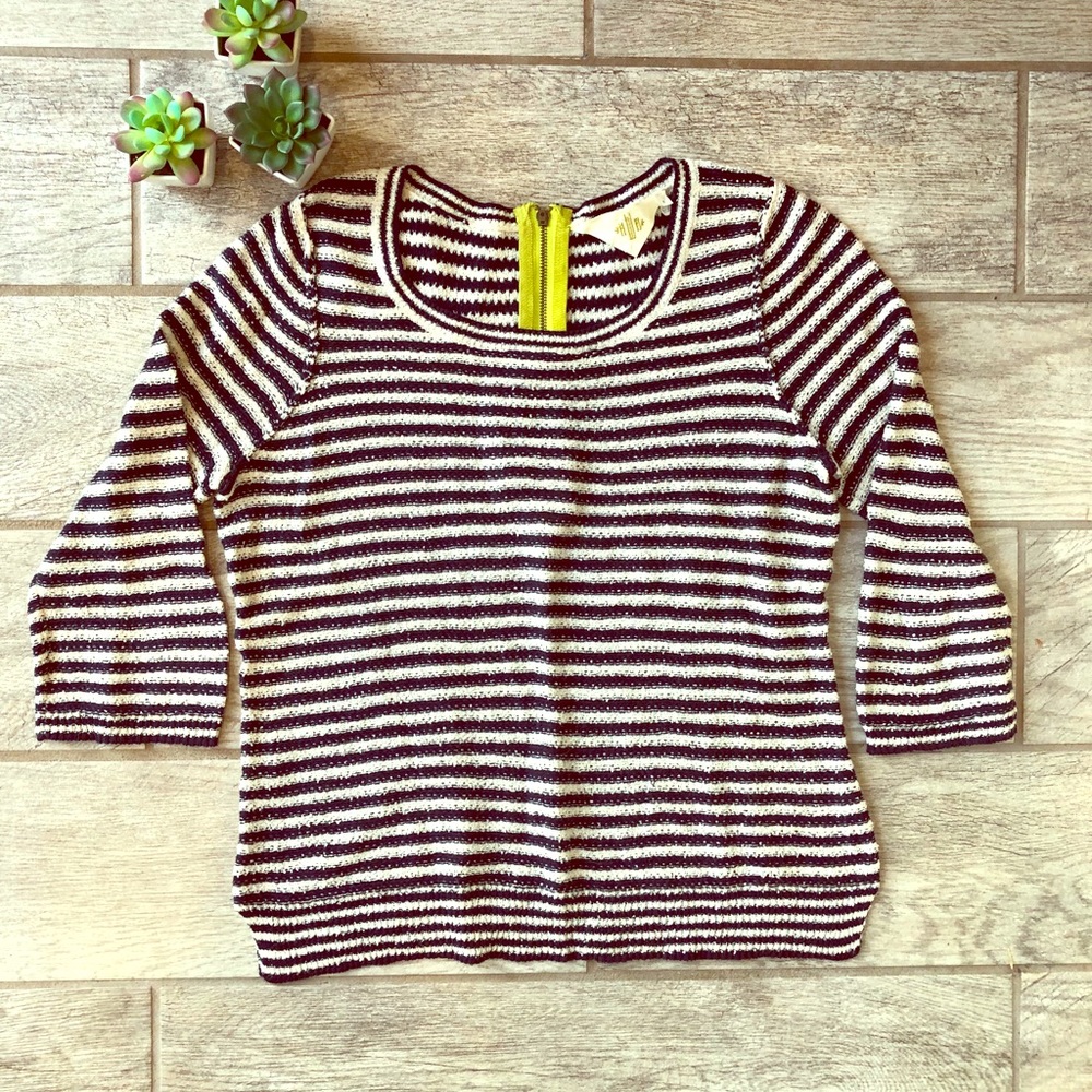 Anthropologie HWR Monogram Striped Sweater